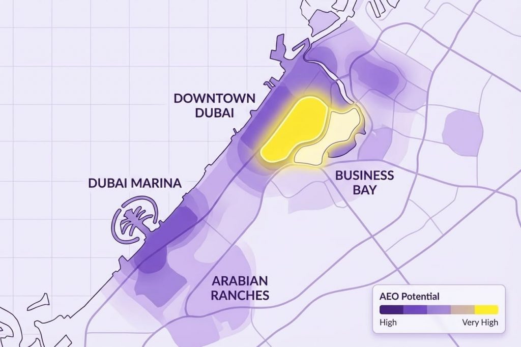 Dubai real estate AEO heatmap